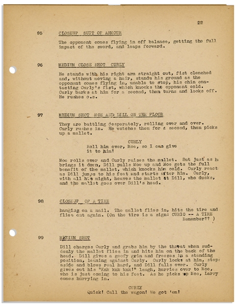 Moe Howard's Personally Owned Script for the 1943 Three Stooges Film ''Dizzy Detectives'', with Working Title ''Idiots De Luxe''